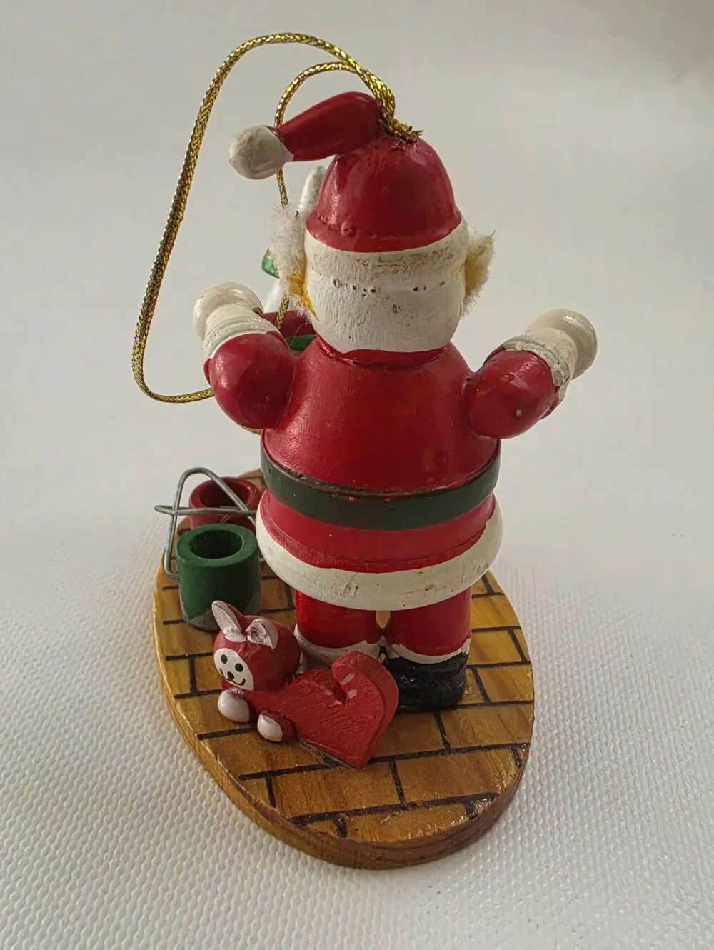 Vintage Style Santa Painting Christmas Tree Wooden Ornament Holiday Decor